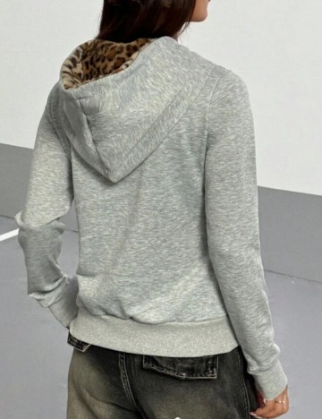 Hanorac Cu Fermoar Shein, gri