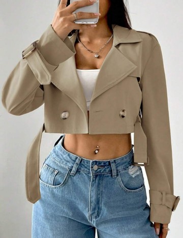 Trench scurt Shein, bej