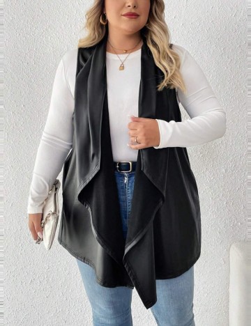 Vestă imitație piele Shein, negru
