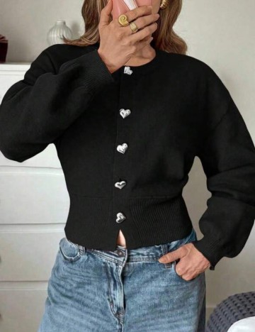 Pulover cu nasturi Shein, negru