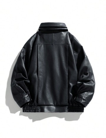 Geacă Imitație Piele Shein, negru