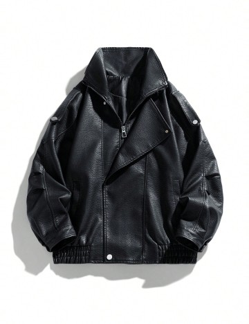 Geacă Imitație Piele Shein, negru