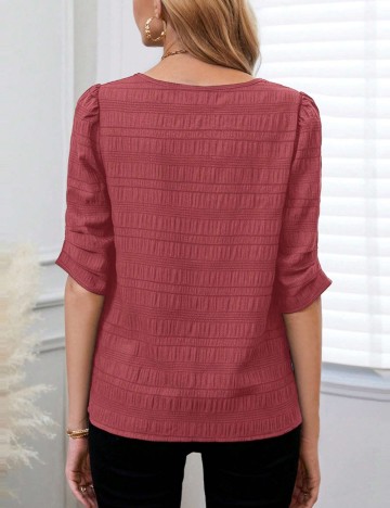 Cămașă cu m&acirc;necă scurtă Shein, roz