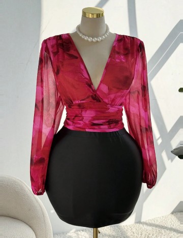 Cămașă Shein Curve+, roz