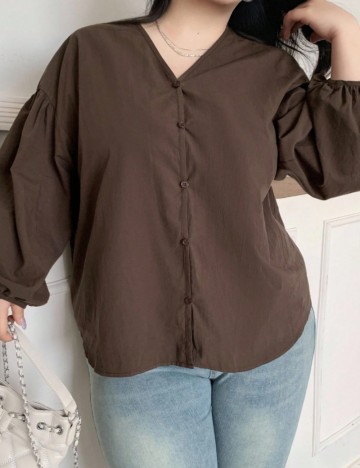 Cămașă Shein DAZY, maro