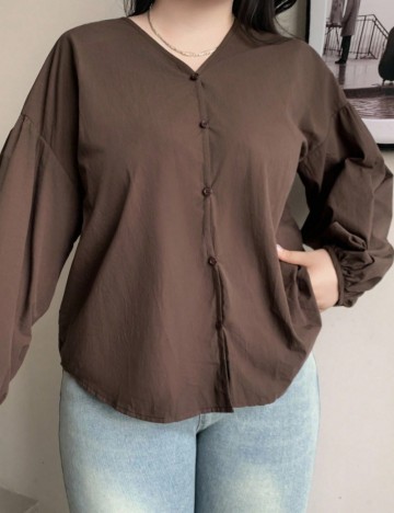 Cămașă Shein DAZY, maro