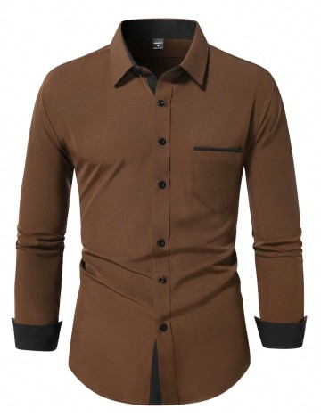 Cămașă Shein MANFINITY, maro