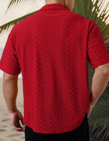 Cămașă cu m&acirc;necă scurtă Shein MANFINITY, roșu