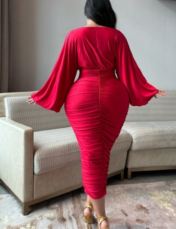 Rochie midi Shein Curve+, roșu