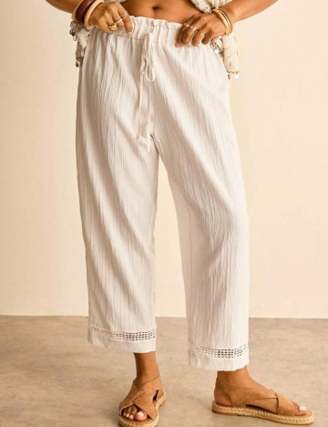 Pantaloni Shein Curve+, crem