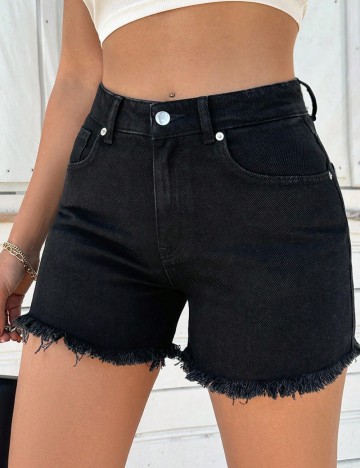 Pantaloni scurți de blugi Shein, negru