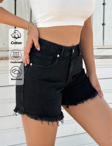 Pantaloni scurți de blugi Shein, negru