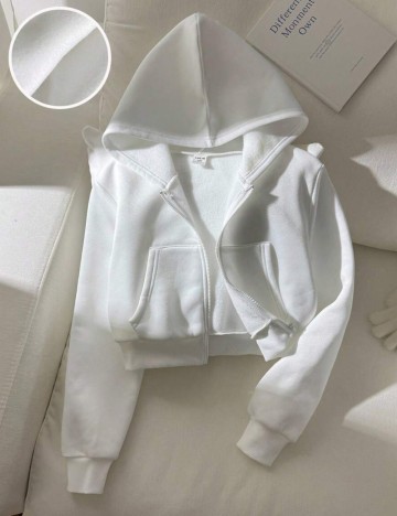 Hanorac Cu Fermoar Shein, alb