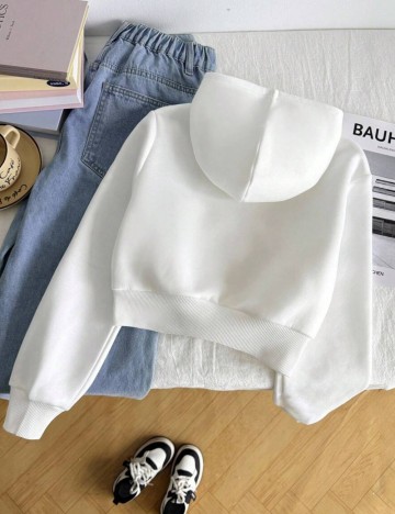 Hanorac Cu Fermoar Shein, alb