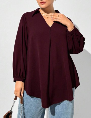 Cămașă Shein Curve+, vișiniu