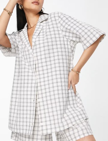 Cămașă cu m&acirc;necă scurtă ASOS, alb