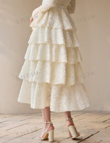 Fustă midi Shein MOTF, crem