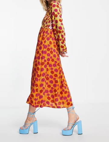 Rochie midi NEVER FULLY DRESSED, mix culori