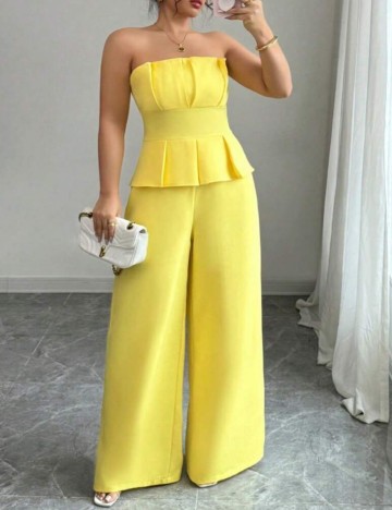 Salopetă lungă Shein Curve+, galben