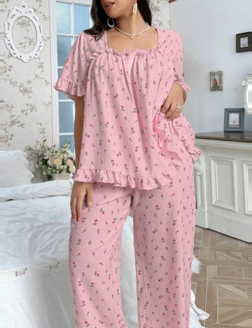 Compleu pijamale Shein Curve+, roz