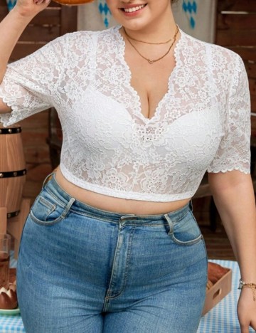 Top Shein Curve+, alb