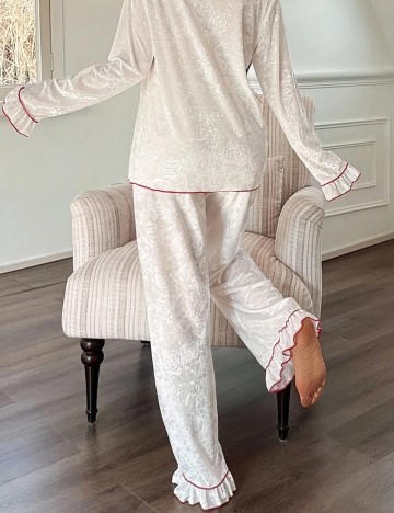 Pantaloni de pijama Shein, alb