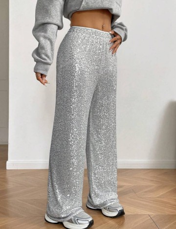 Pantaloni Shein, argintiu