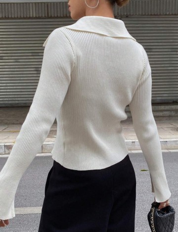 Bluză cu fermoar Shein, crem