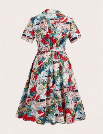 Rochie midi Shein Curve+, mix culori