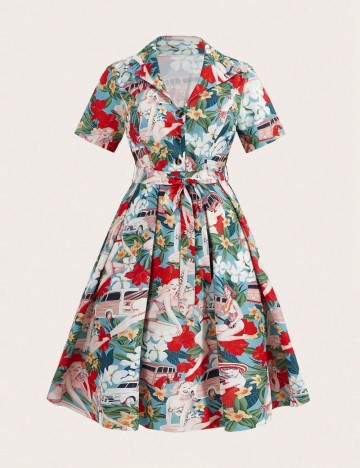 Rochie midi Shein Curve+, mix culori