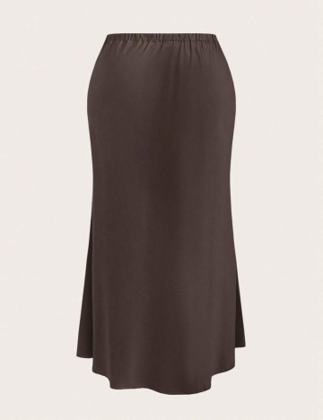 Fustă maxi Shein Curve+, maro