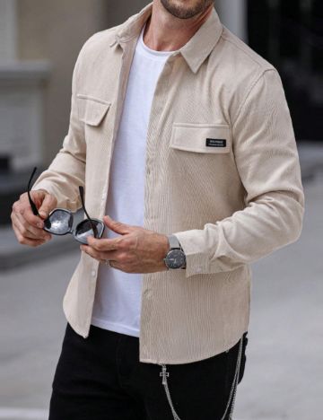 Cămașă Shein MANFINITY, bej