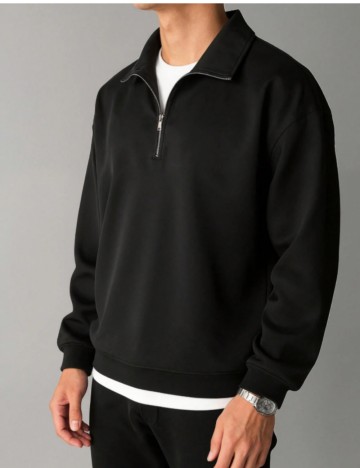 Bluză cu fermoar Shein MANFINITY, negru