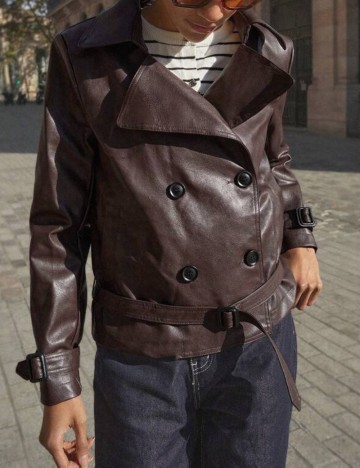 Geacă Imitație Piele Shein, maro