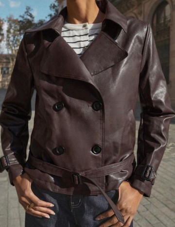 Geacă Imitație Piele Shein, maro