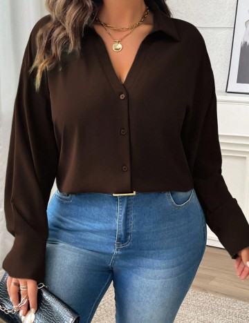 Cămașă Shein Curve+, maro