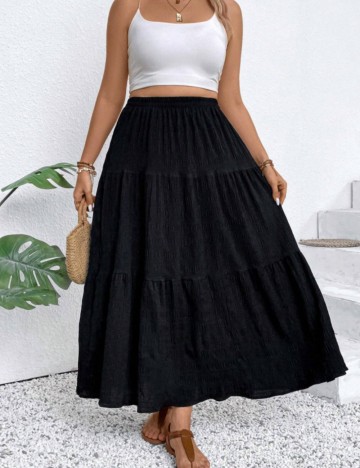 Fustă maxi Shein Curve+, negru