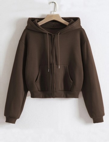 Hanorac Cu Fermoar Shein, maro