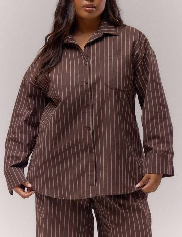 Cămașă Shein Curve+ MUSERA, maro