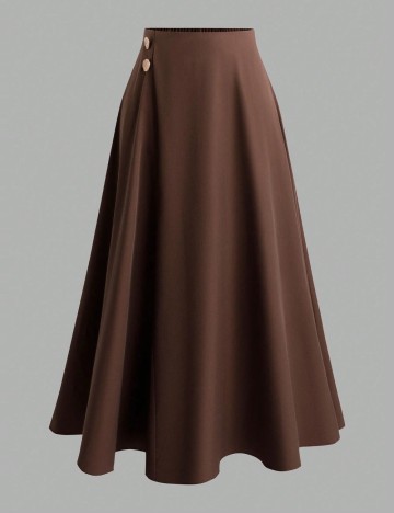 Fustă midi Shein Curve+, maro