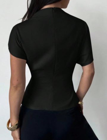 Cămașă cu m&acirc;necă scurtă Shein, negru