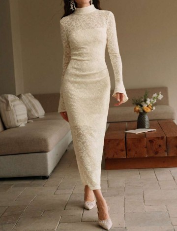 Rochie maxi Shein Anewsta, crem