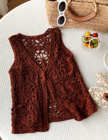 Vestă Shein, cărămiziu