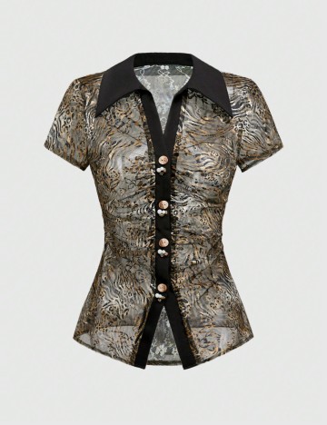 Cămașă cu m&acirc;necă scurtă Shein Romwe, mix culori