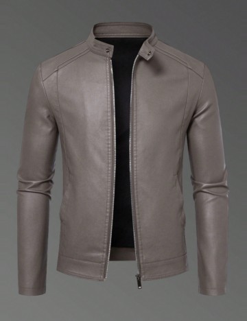 Jachetă imitație de piele Shein, gri