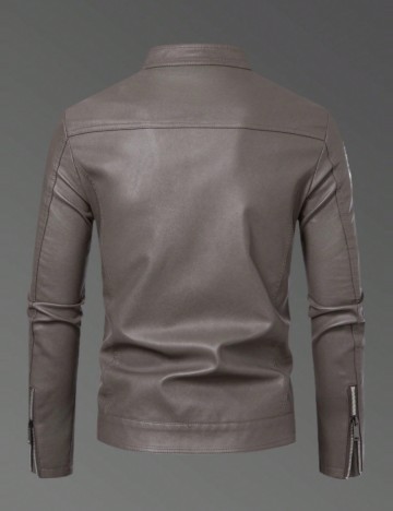 Jachetă imitație de piele Shein, gri