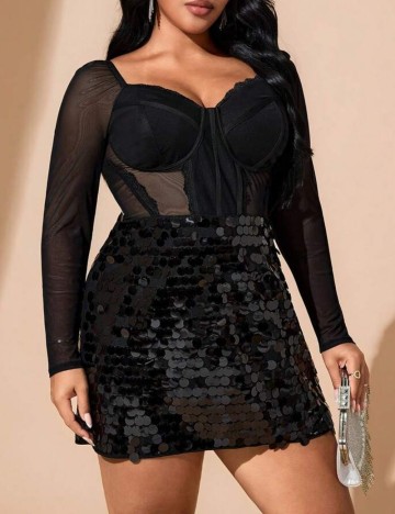 Rochie mini Shein Curve+, negru