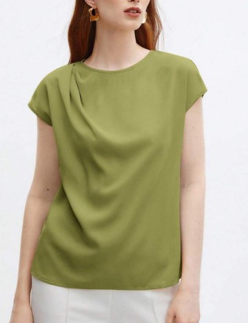 Cămașă cu m&acirc;necă scurtă Shein, verde