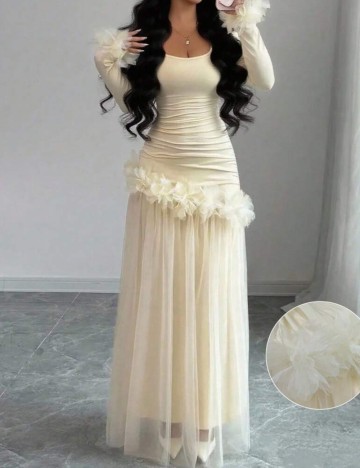 Rochie maxi Shein, crem