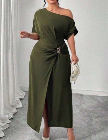 Rochie midi Shein Curve+, kaki